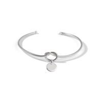 بنگل نقره گره و آویز دایره