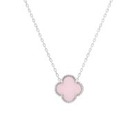 گردنبند نقره ونکلیف صورتی