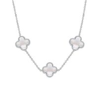 گردنبند نقره ونکلیف سه گل سفید