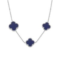 گردنبند نقره ونکلیف سه گل سورمه ای