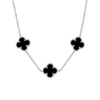 گردنبند نقره ونکلیف سه گل مشکی