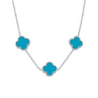 گردنبند نقره ونکلیف سه گل آبی