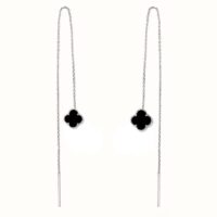 گوشواره نقره بخیه ای ونکلیف مشکی 01