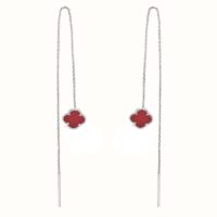 گوشواره نقره بخیه ای ونکلیف قرمز 01